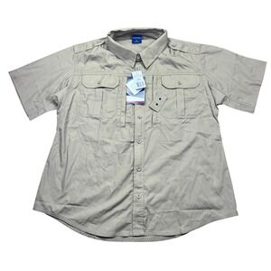 Propper Womens XL Button‎ Up Short Sleeve Shirt Khaki Soil Stain Resistant New